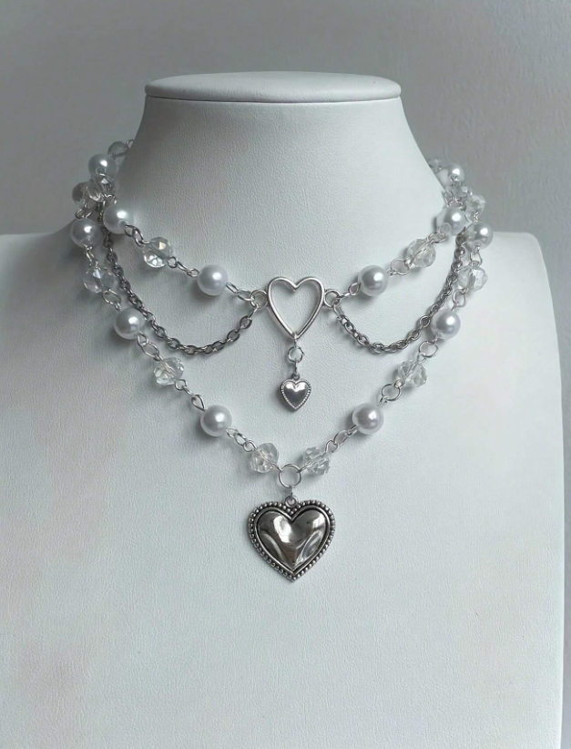 New collection Pearl Neclace with heart pendant - Kamuxury