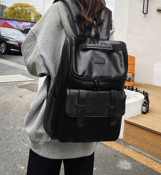 Frank Oversized black backpack bag for travel - Kamuxury
