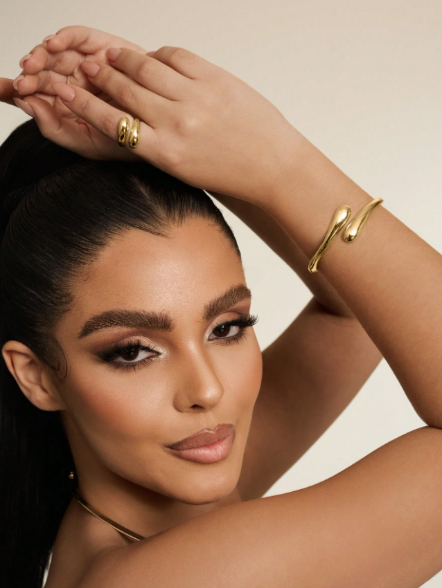 Water drop gold ring & bracelet set