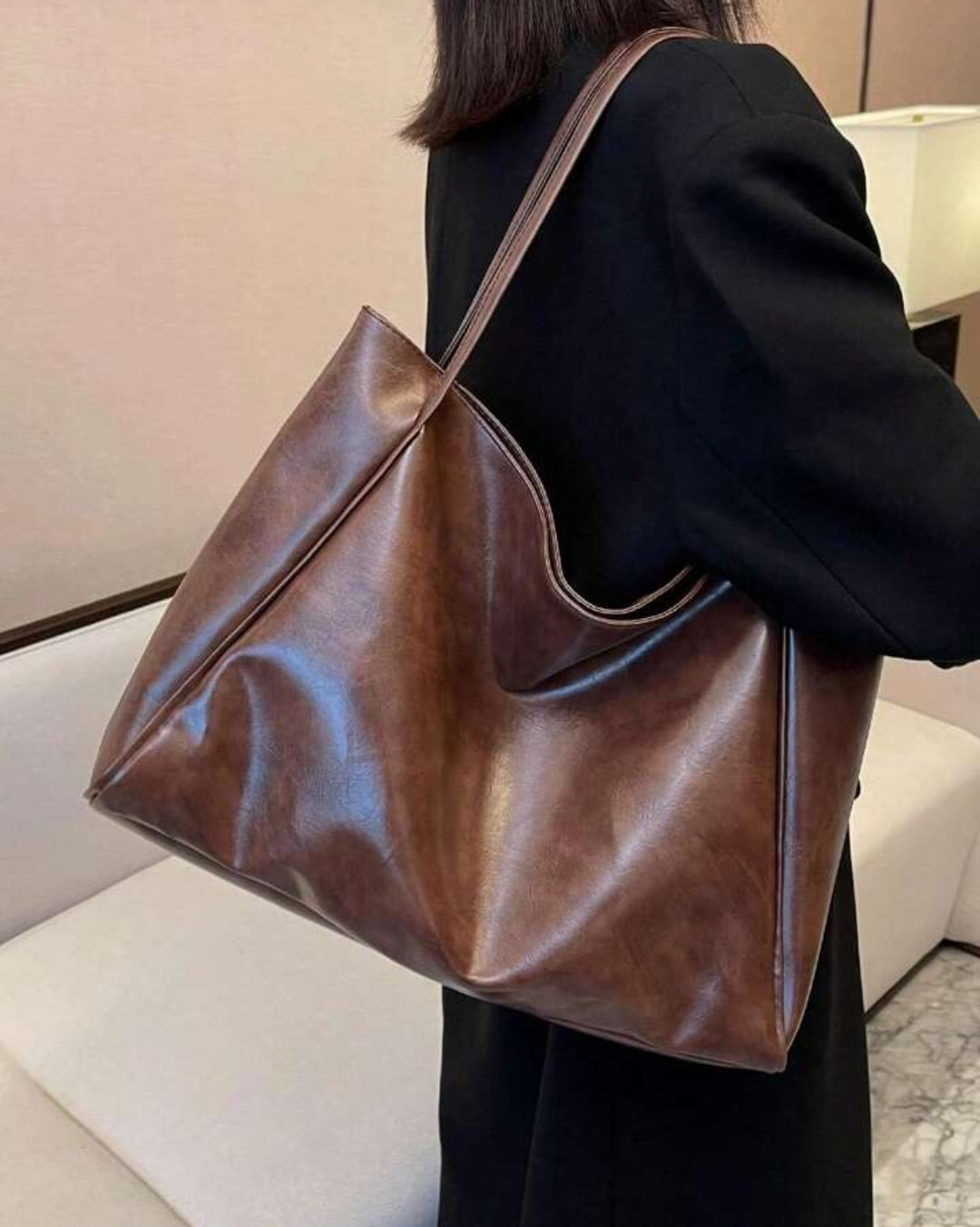 Grand sac à main marron