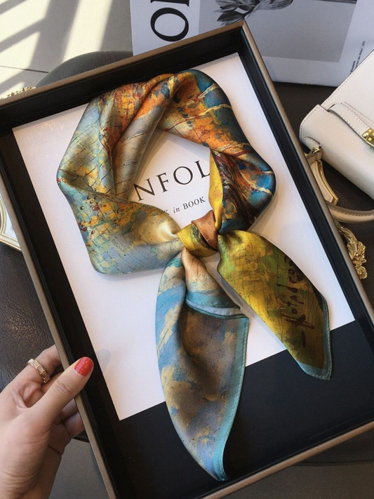 Make a Statement: Fashion Letter Print Satin Square Scarf