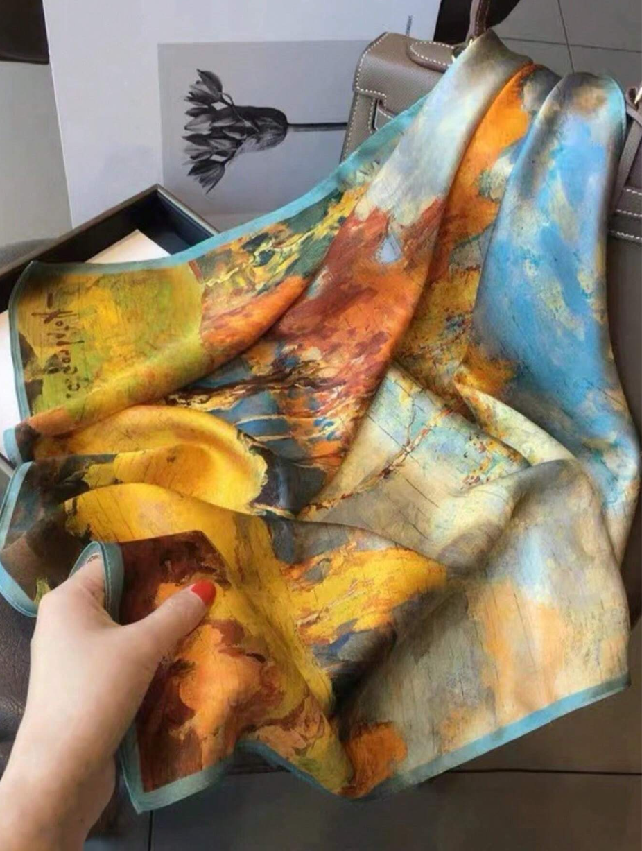 Make a Statement: Fashion Letter Print Satin Square Scarf