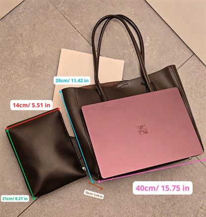 Must have collection : Dark chocolate/ Black handbag + a pouch - Kamuxury
