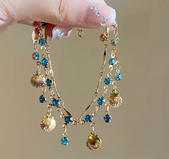 Mermaid collection :  Heart & Shell Charms Necklace - Kamuxury