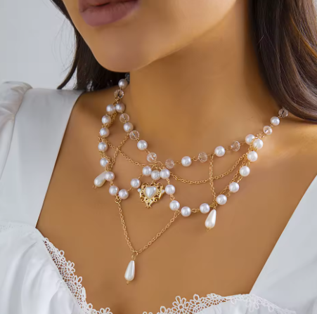NEW COLLECTION : Pearl necklace with heart pendant - Kamuxury