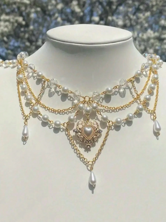 NEW COLLECTION : Pearl necklace with heart pendant - Kamuxury