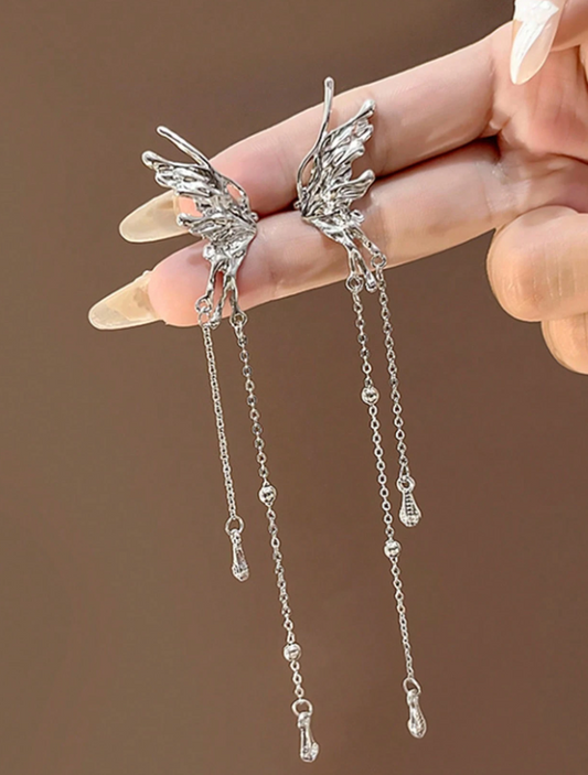 Fairy Wings Helix Clip-On Earrings – Long Chain (No-Piercing ) - Kamuxury