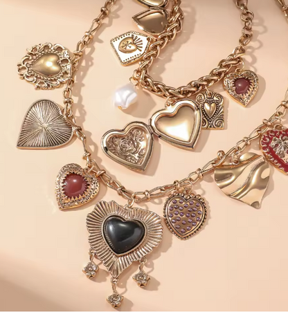 Solaris collection : bronze necklace with heart pendants - Kamuxury