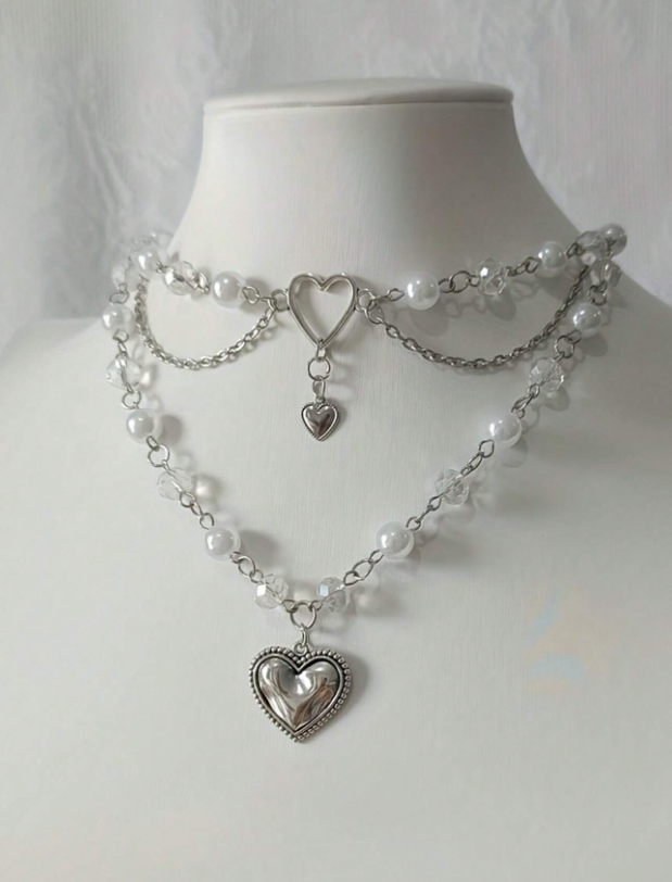 New collection Pearl Neclace with heart pendant - Kamuxury