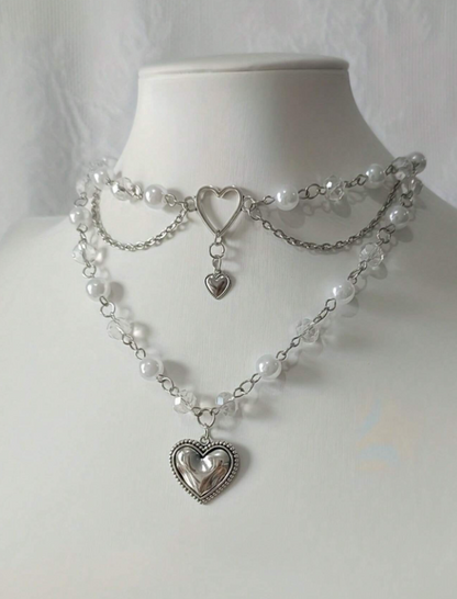 New collection Pearl Neclace with heart pendant - Kamuxury