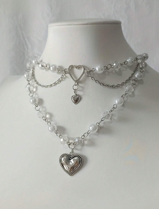 New collection Pearl Neclace with heart pendant - Kamuxury