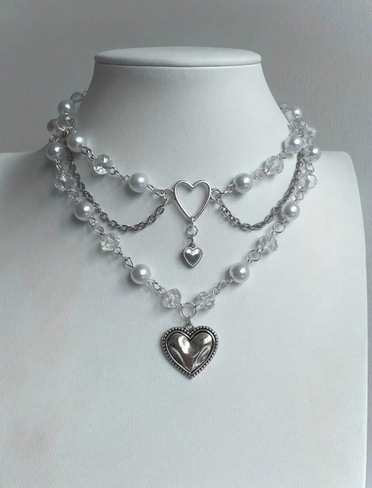 New collection Pearl Neclace with heart pendant - Kamuxury