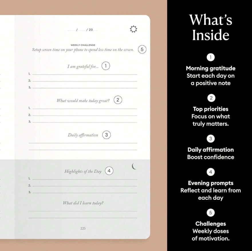 Five minutes journal (several colors) - Kamuxury