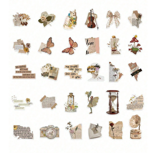 Vintage journal stickers (30 pcs) - Kamuxury