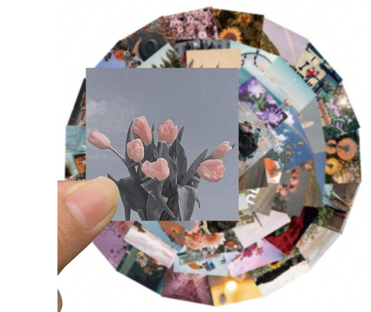 Sunset Flowers stickers (50 pcs) - Kamuxury