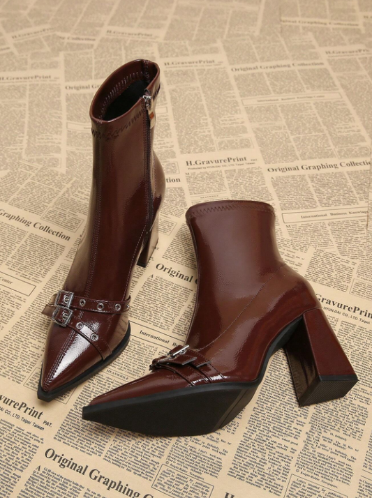 Glossy vintage heel boots (several colors) - Kamuxury