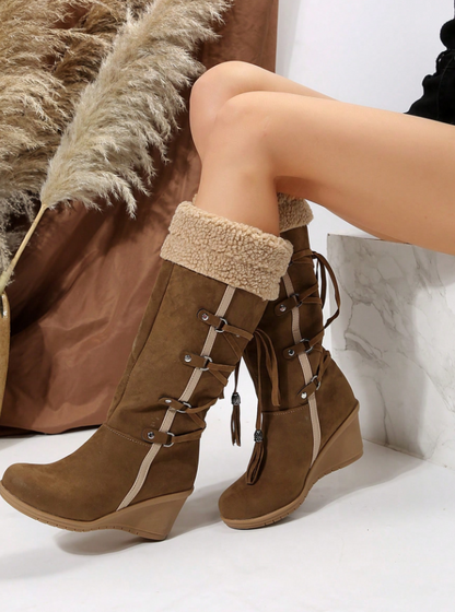 Brown Suede heels Boots - Kamuxury