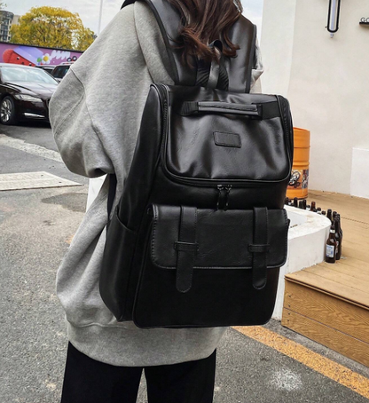 Frank Oversized black backpack bag for travel - Kamuxury