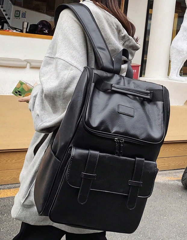 Frank Oversized black backpack bag for travel - Kamuxury