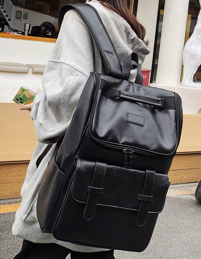 Frank Oversized black backpack bag for travel - Kamuxury