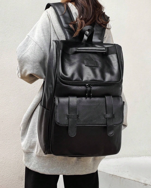 Frank Oversized black backpack bag for travel - Kamuxury
