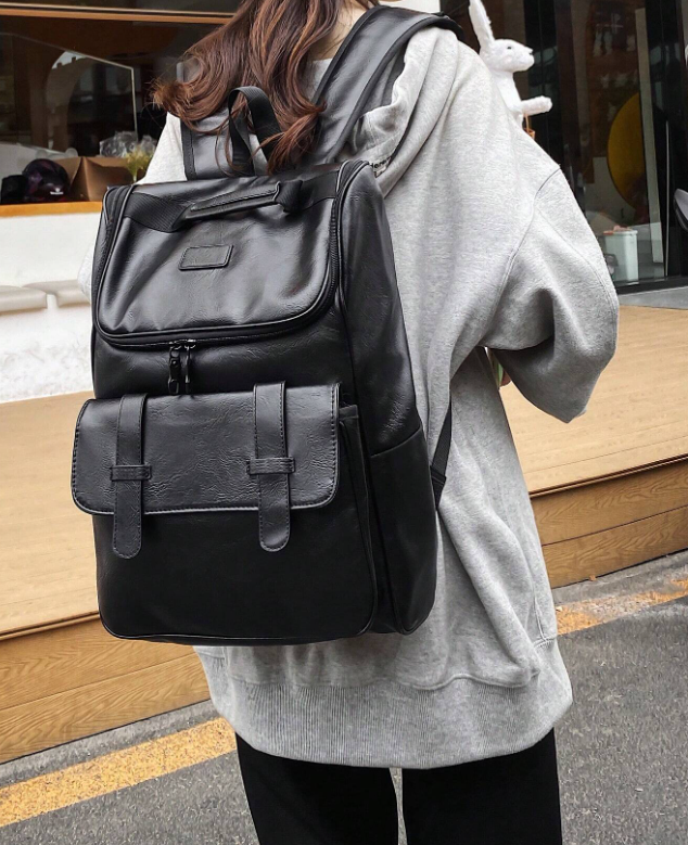 Frank Oversized black backpack bag for travel - Kamuxury