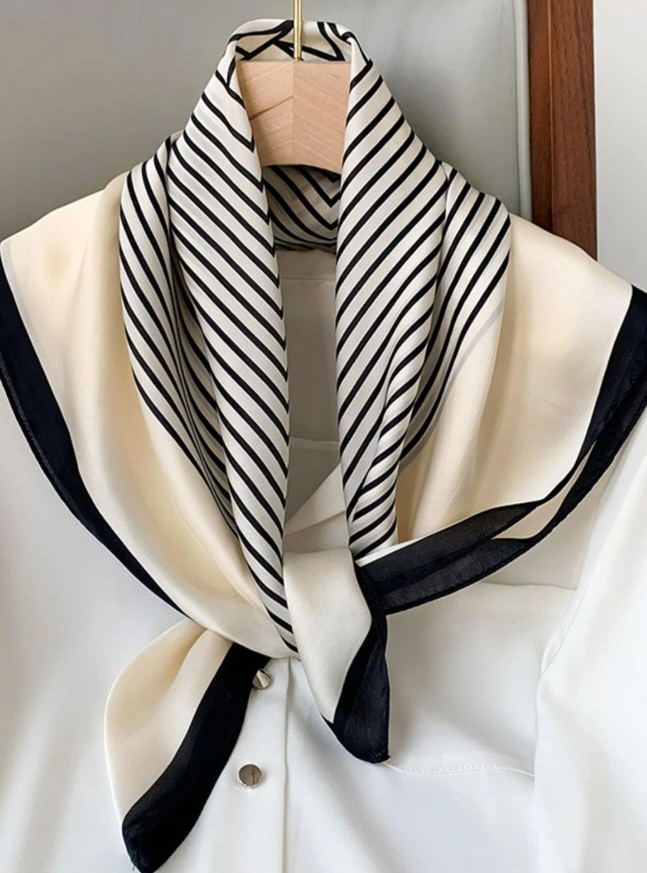 Make a Statement: New Arrival Summer Fashion Letter Print Satin Square Scarf