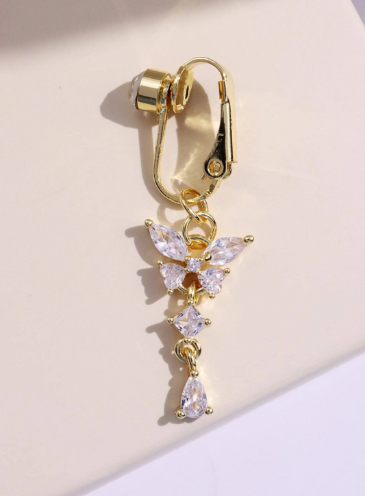 Radiant Elegance: Fashionable Butterfly Belly Pendant with Rhinestone Detail (Several colors)