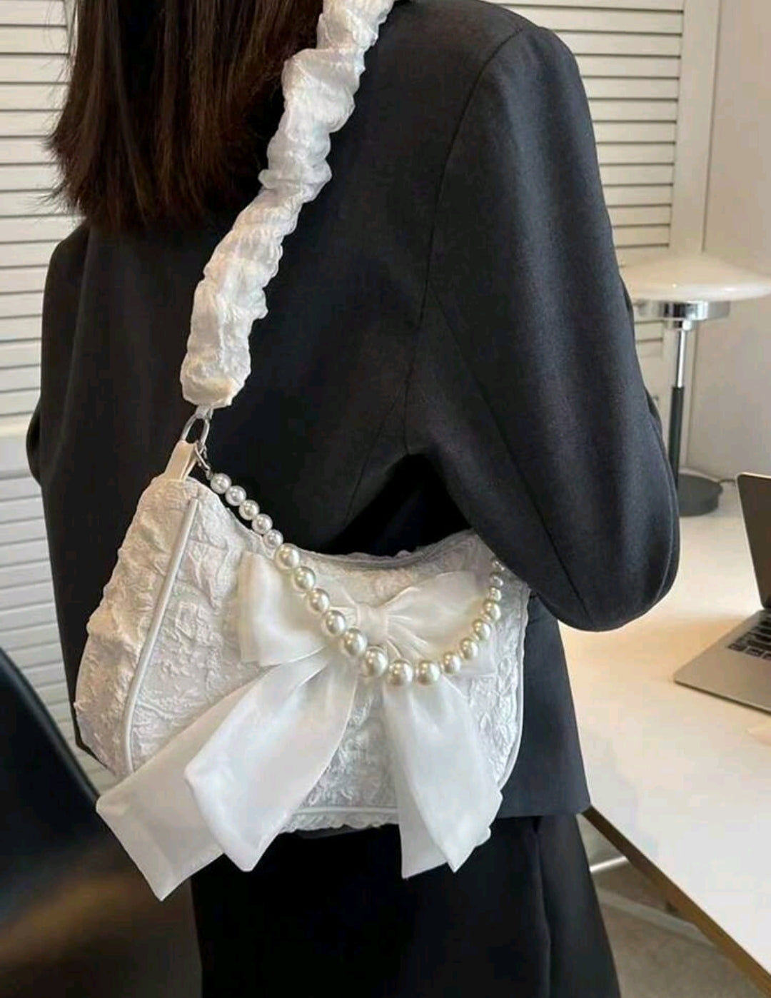 White lace handbag