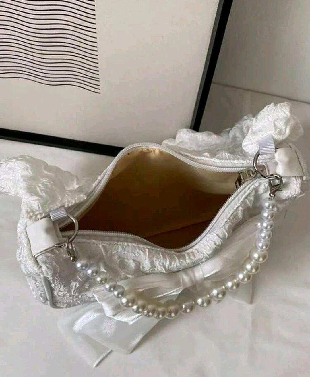 White lace handbag