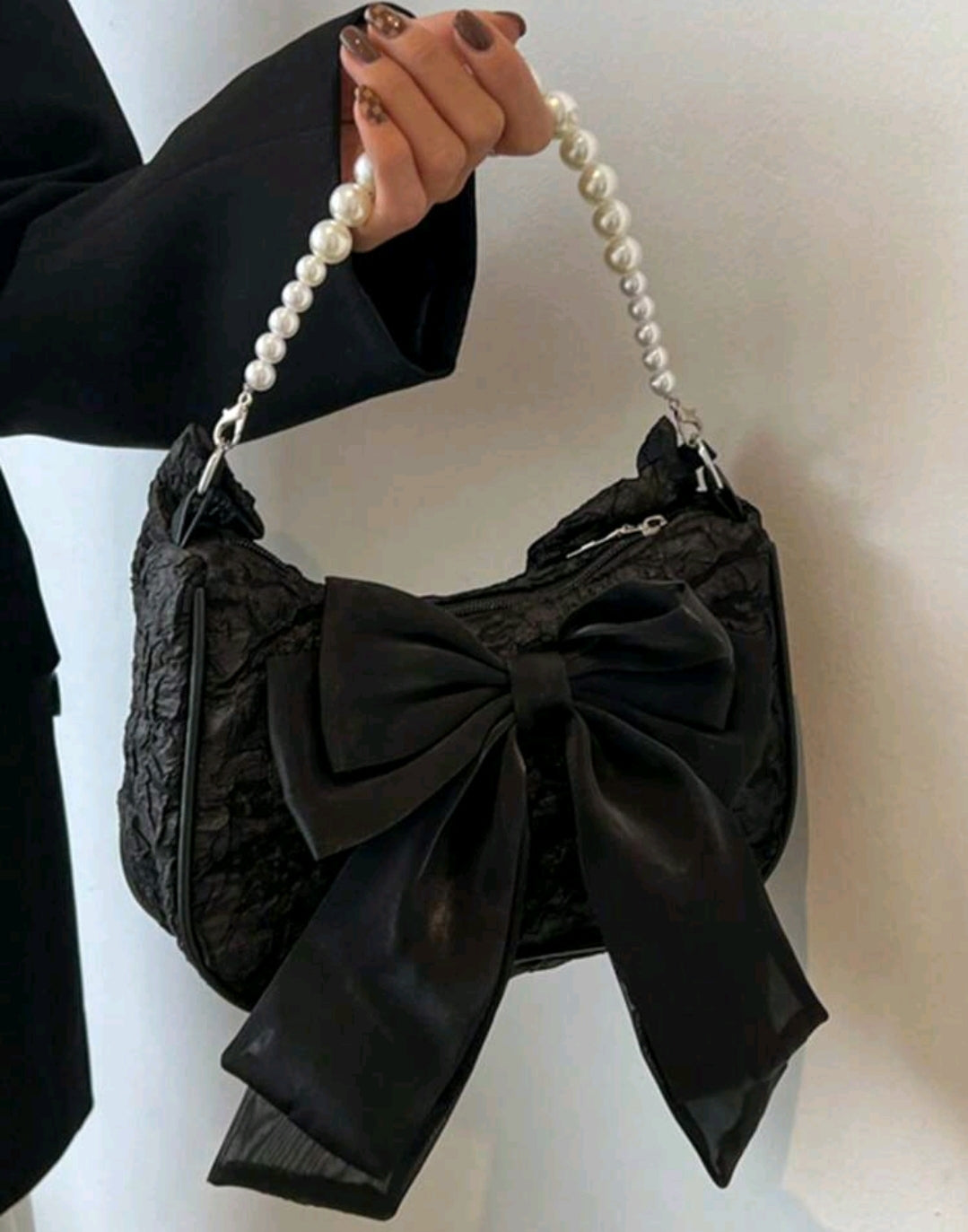 Black lace handbag