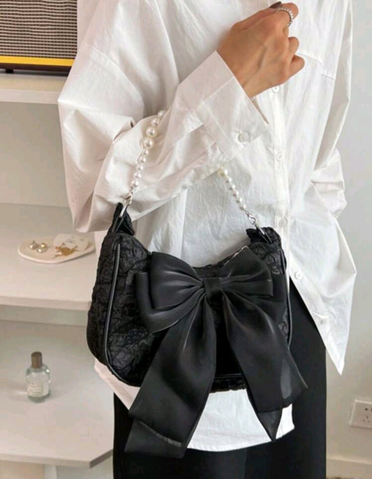 Black lace handbag