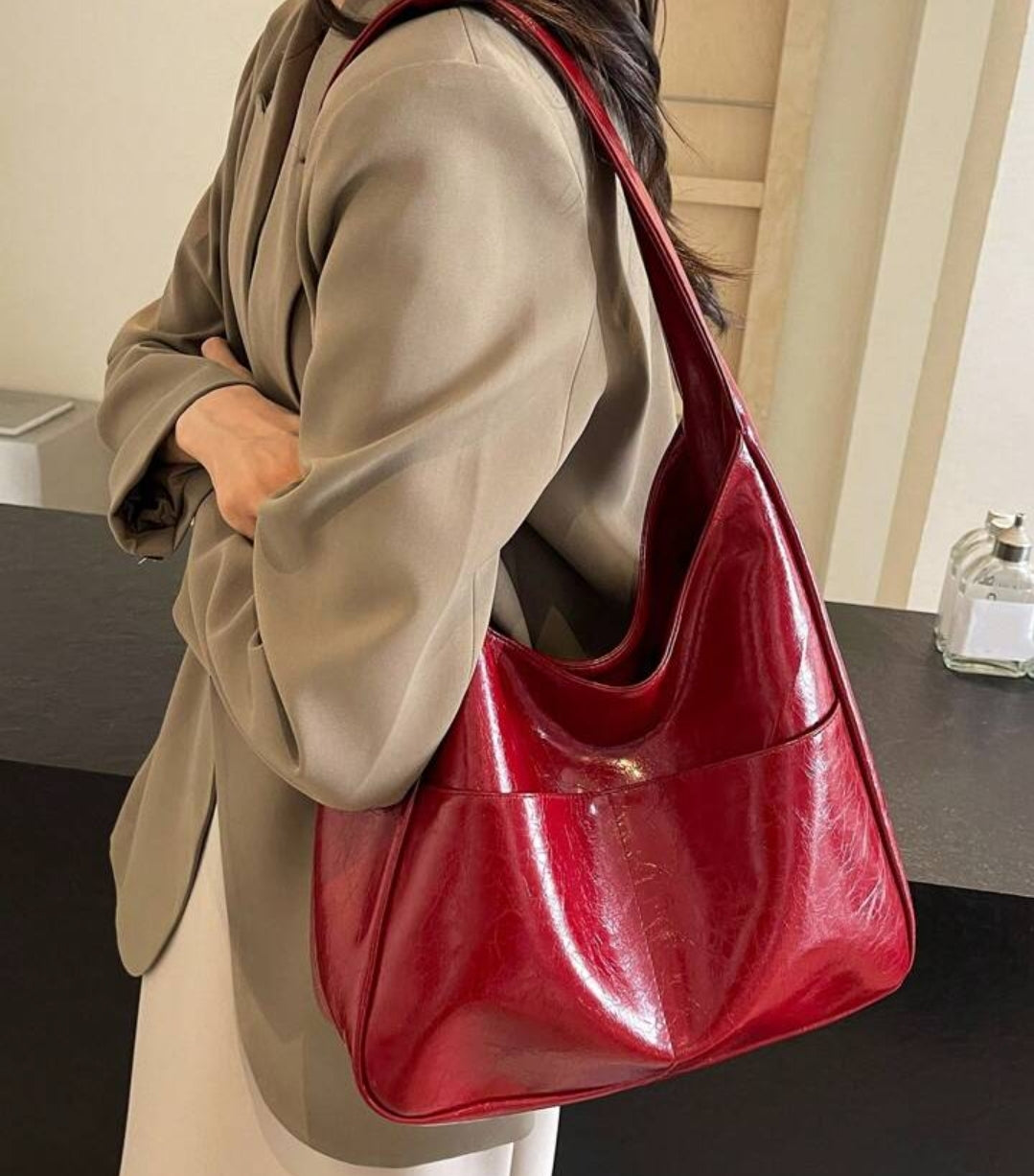 Dark red handbag