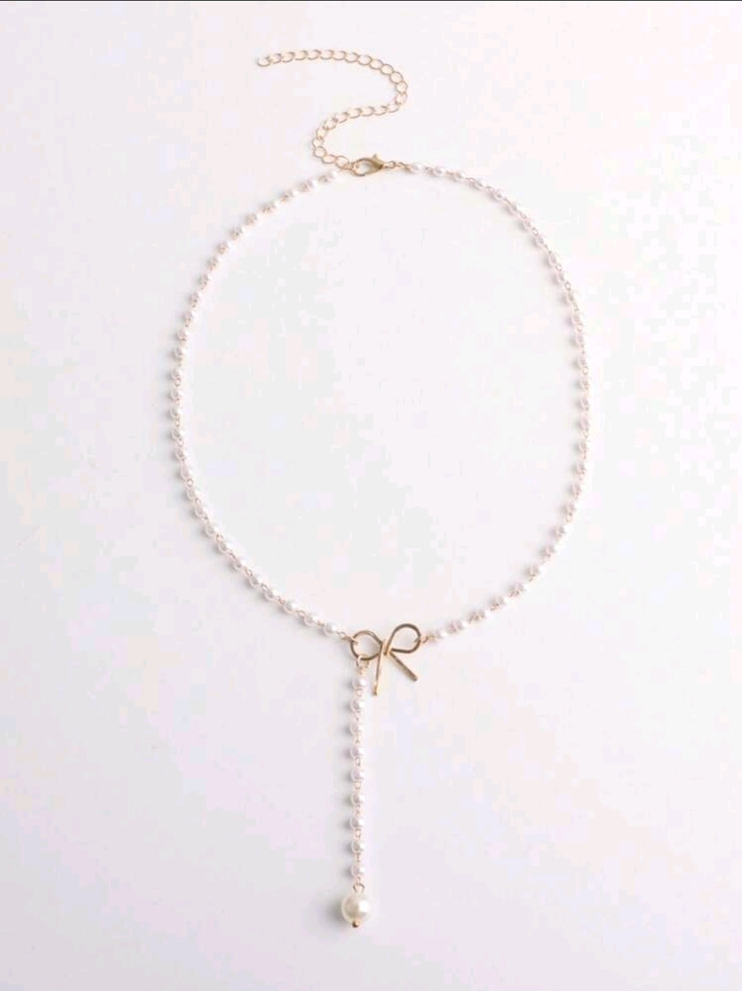 Pearl Necklace with ribbon pendant - Kamuxury