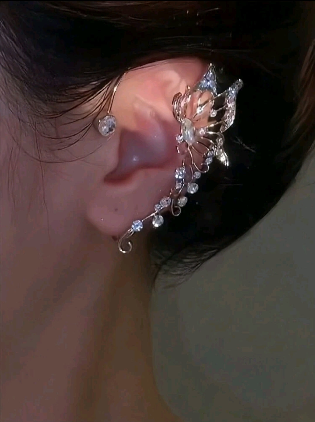 Pair of earrings Butterfly (no piercing) - Kamuxury
