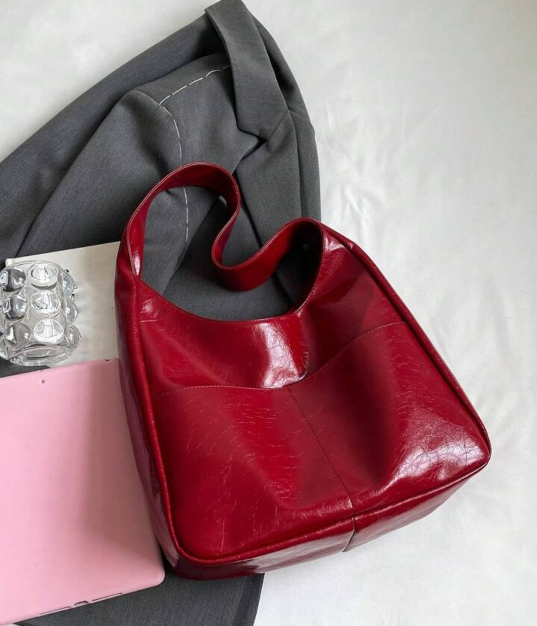 Dark red handbag