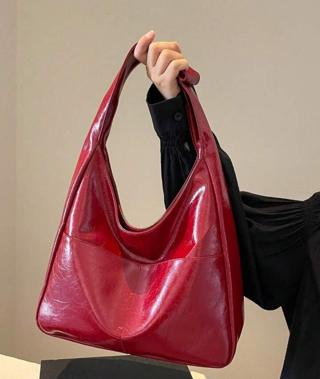 Dark red handbag