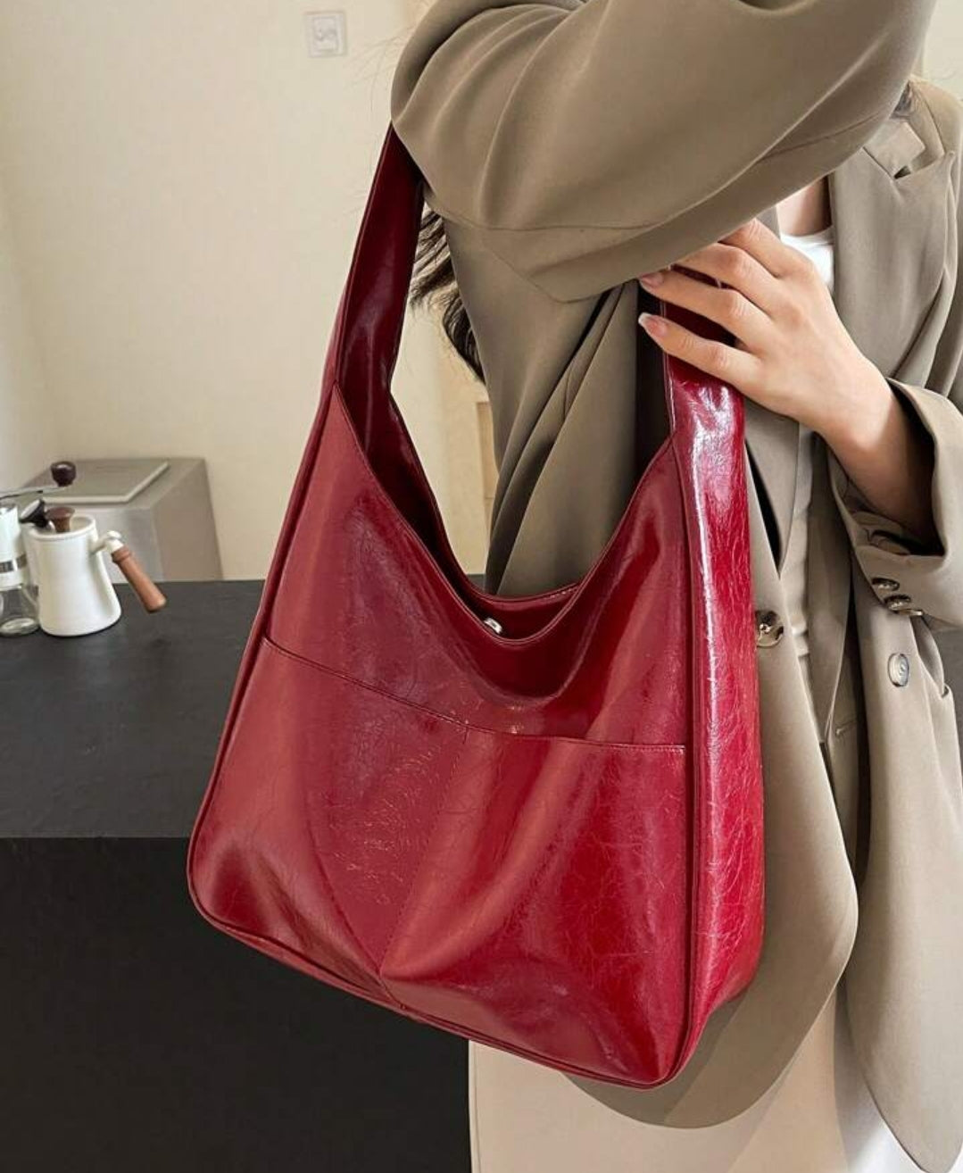 Dark red handbag