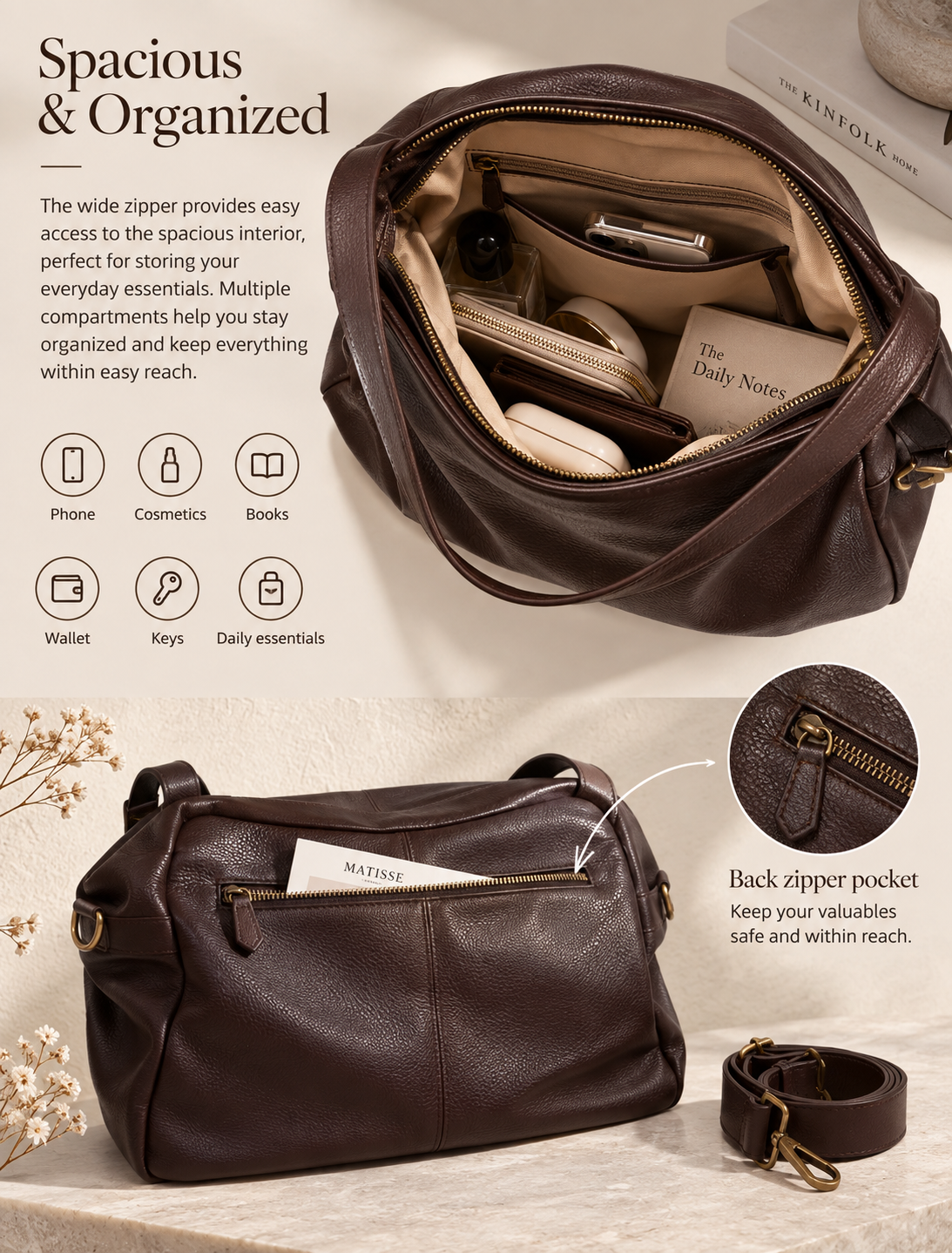 The Sienna Bag — Genuine Leather Y2K Shoulder Bag